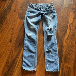 Jolt Women's Straight Leg Ripped Denim Jeans